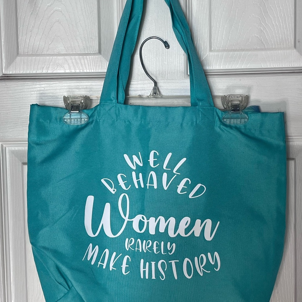 Teal Tote Bag with Inspirational Quote
